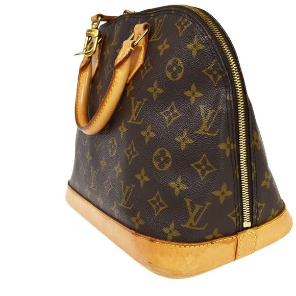 LOUIS VUITTON LV Logo Alma 2Way Hand Bag Monogram Leather Brown M51130 73YC686 - Picture 2 of 15